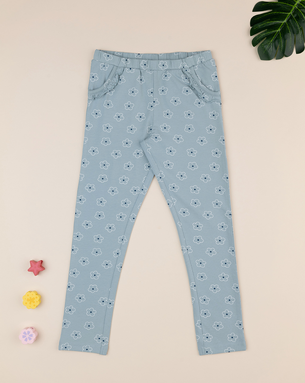 Legging bimba verde margherite