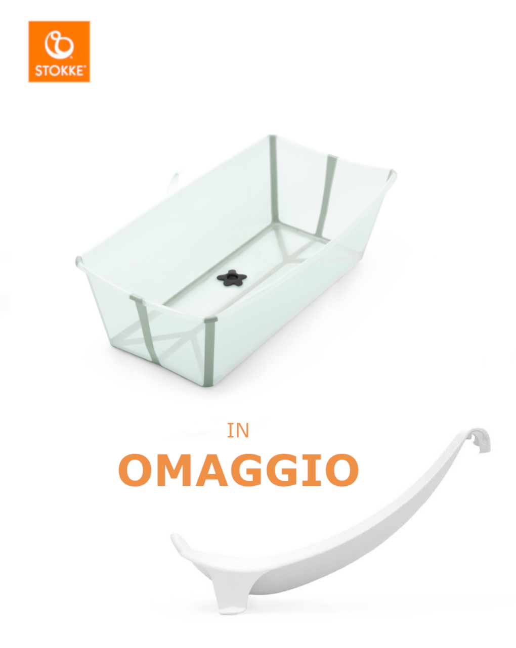 Flexi bath x-large soft mint + supporto in omaggio - stokke®
