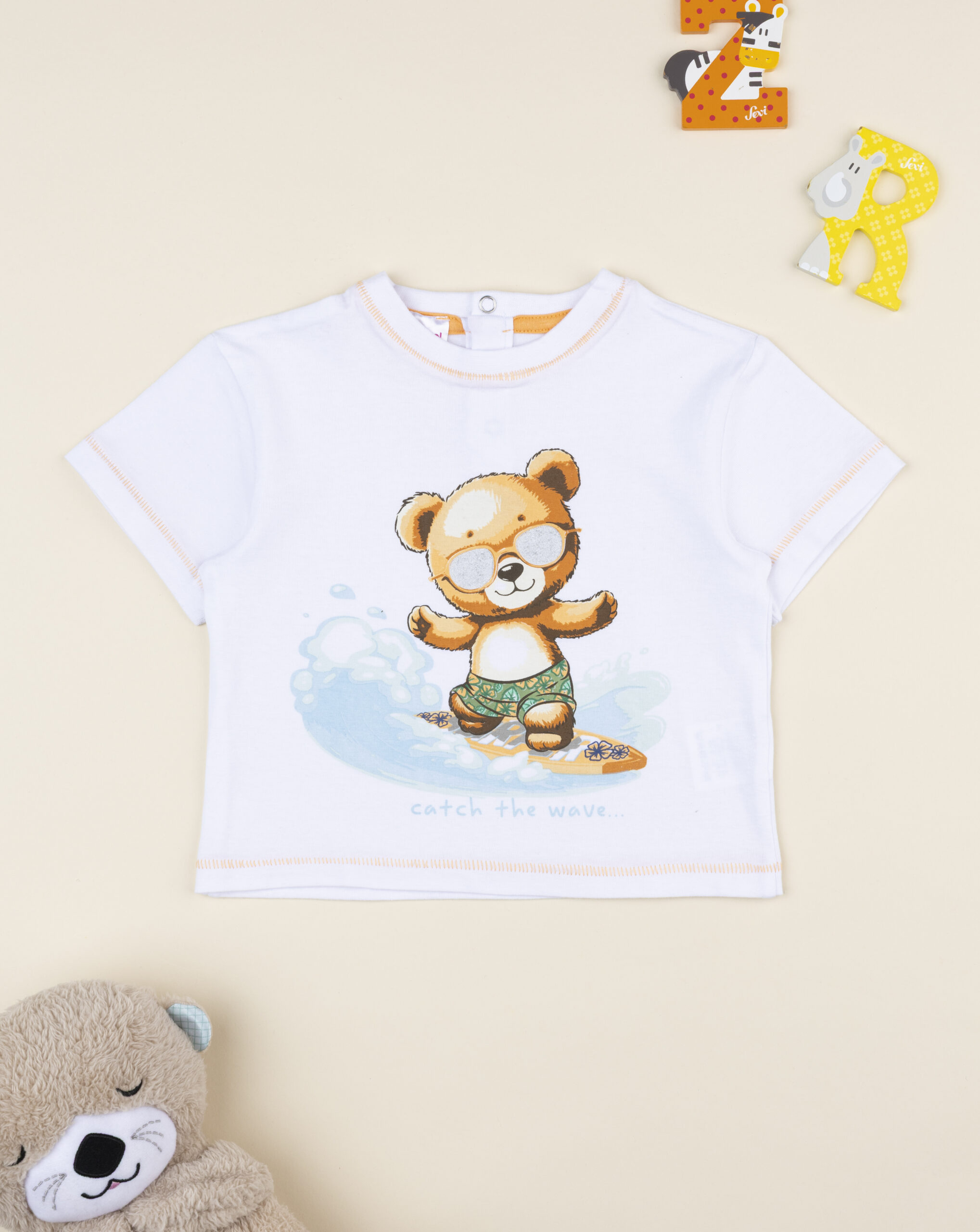 T-shirt bimbo blu orso surf