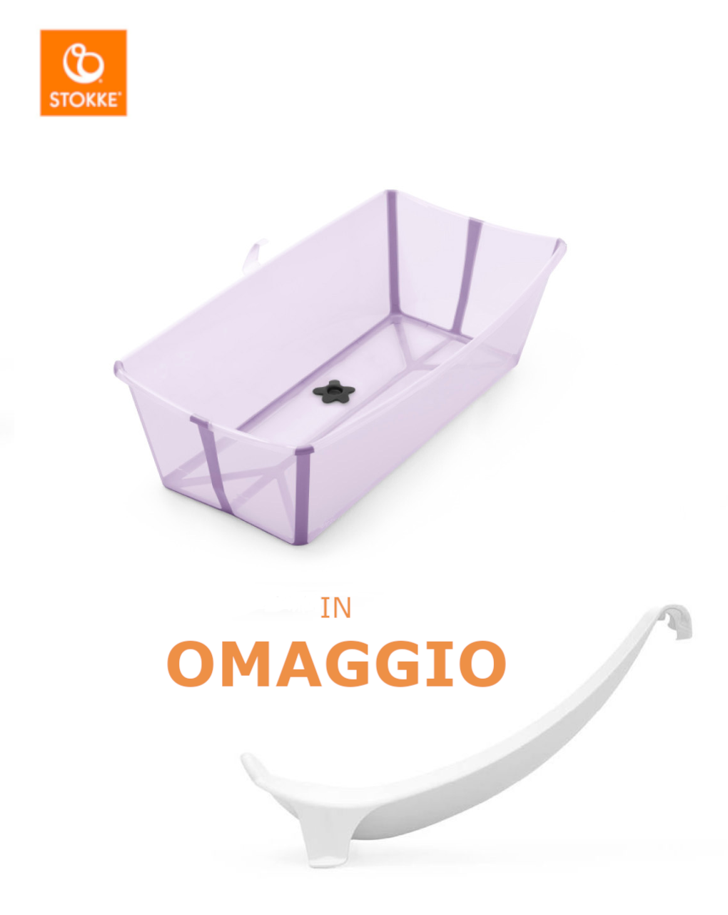 Flexi bath x-large lavender + supporto in omaggio - stokke®