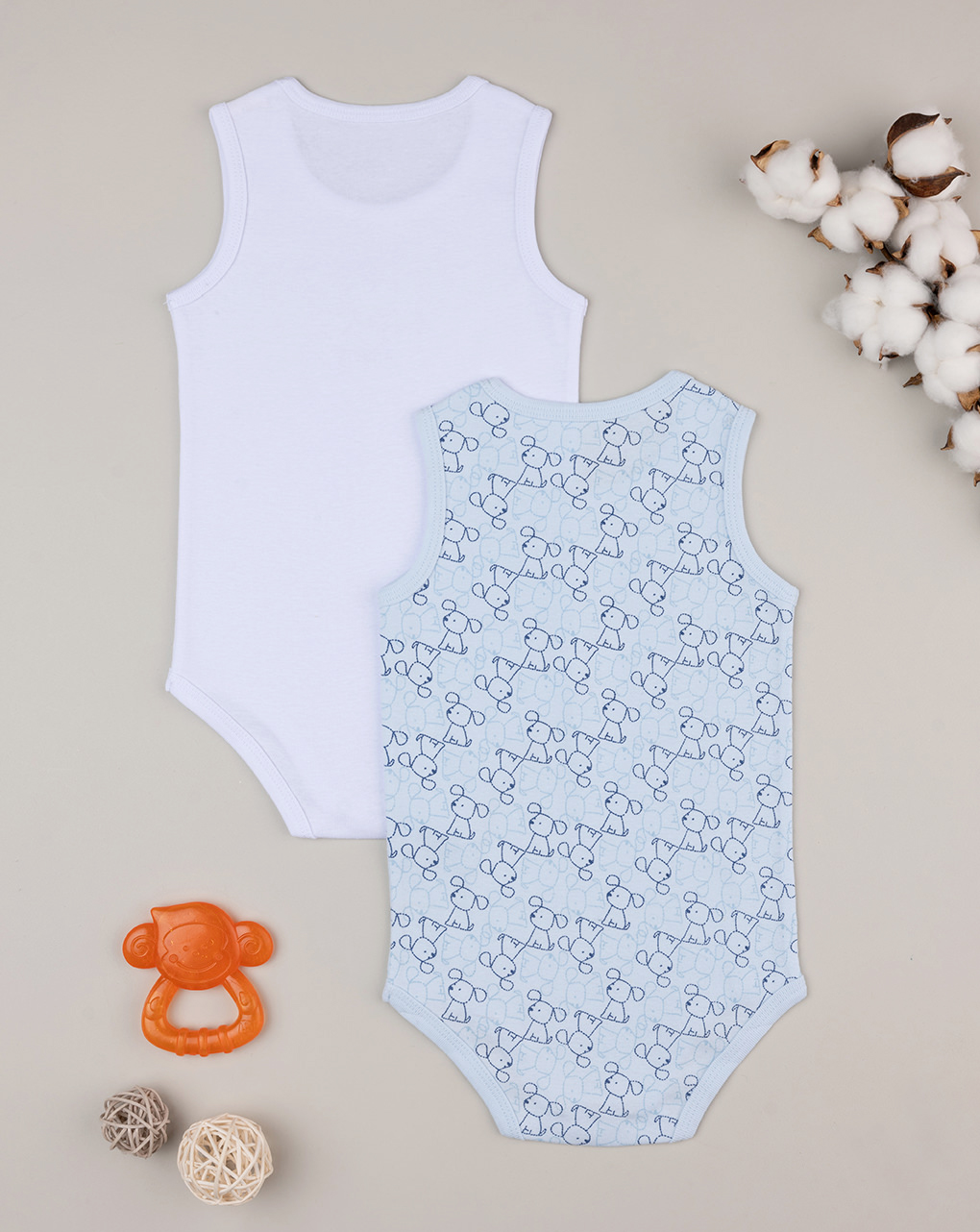 Pack 2 body bimbo bianco/azzurro organic cotton