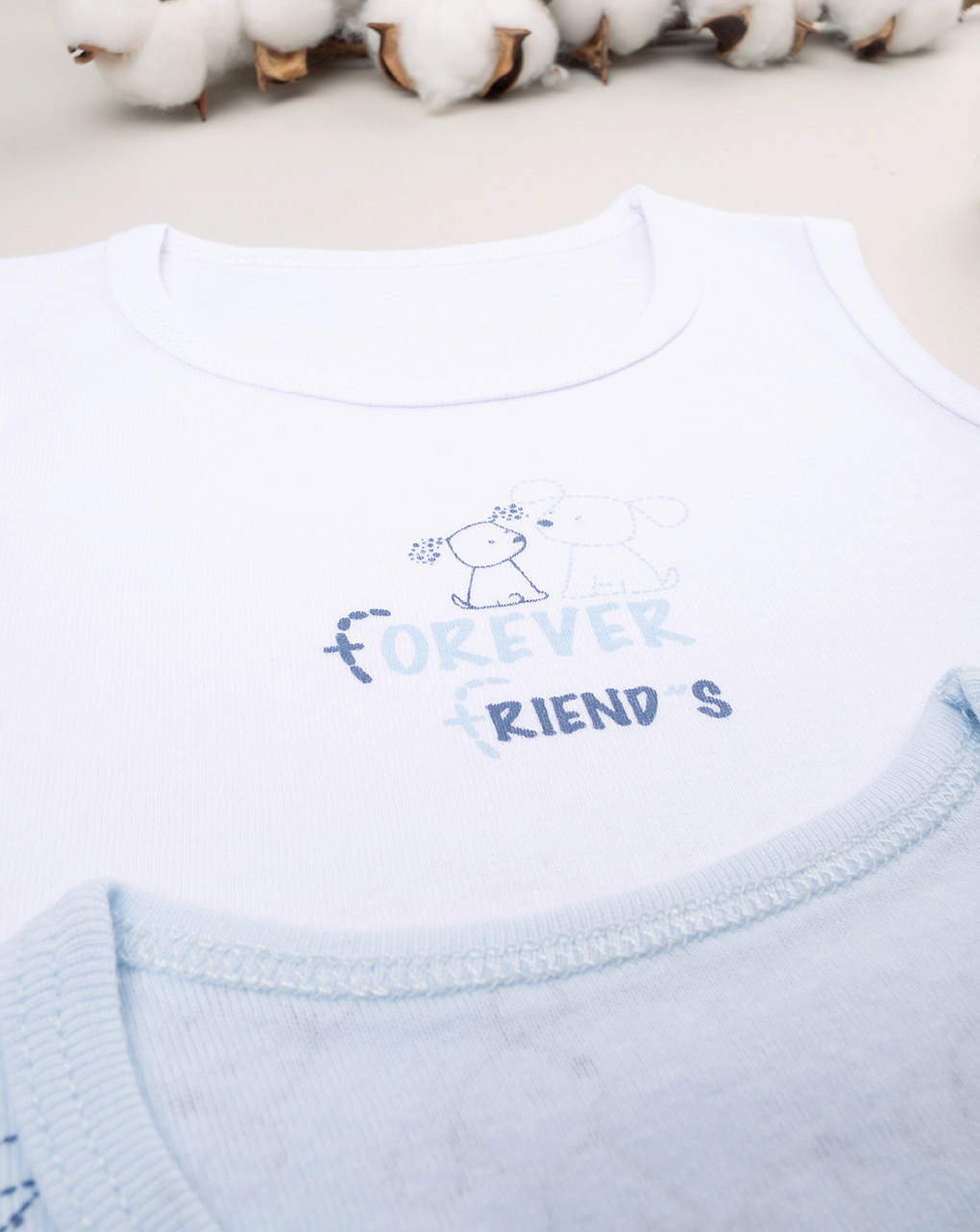 Pack 2 body bimbo bianco/azzurro organic cotton