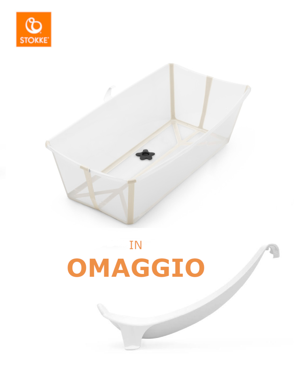 Flexi bath x-large sandy beige + supporto in omaggio - stokke®