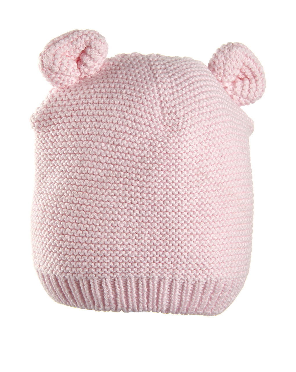 Cappello tricot rosa neonata  con orecchie