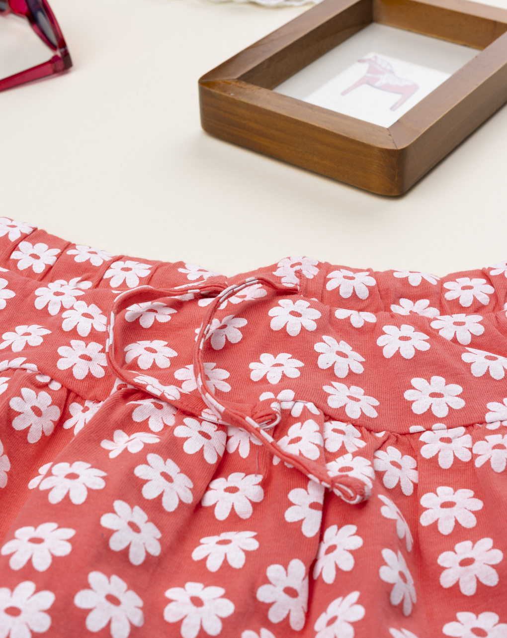 Gonna pantalone bambina corallo fiori allover