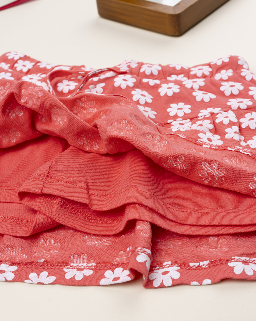 Gonna pantalone bambina corallo fiori allover
