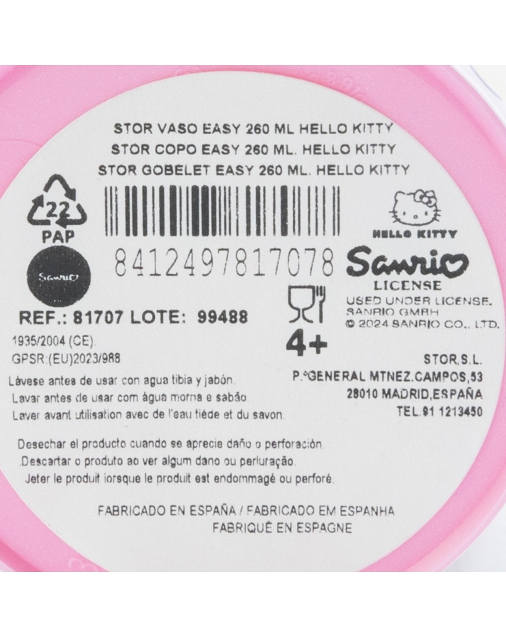 Bicchiere 260 ml - hello kitty