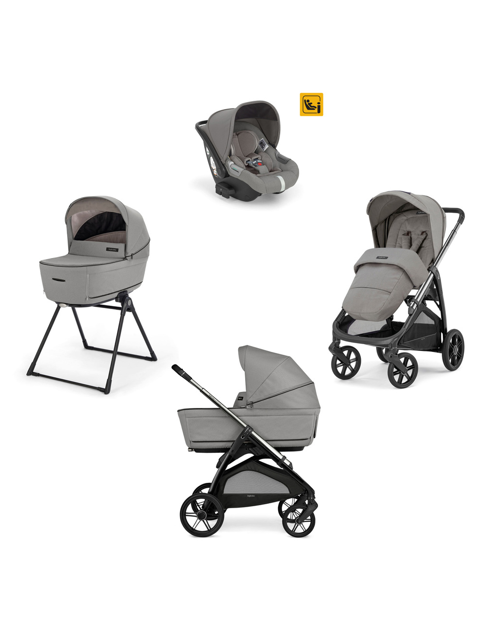 Sistema modulare aptica system quattro colore platinum grey con telaio litio e seggiolino auto darwin infant - inglesina