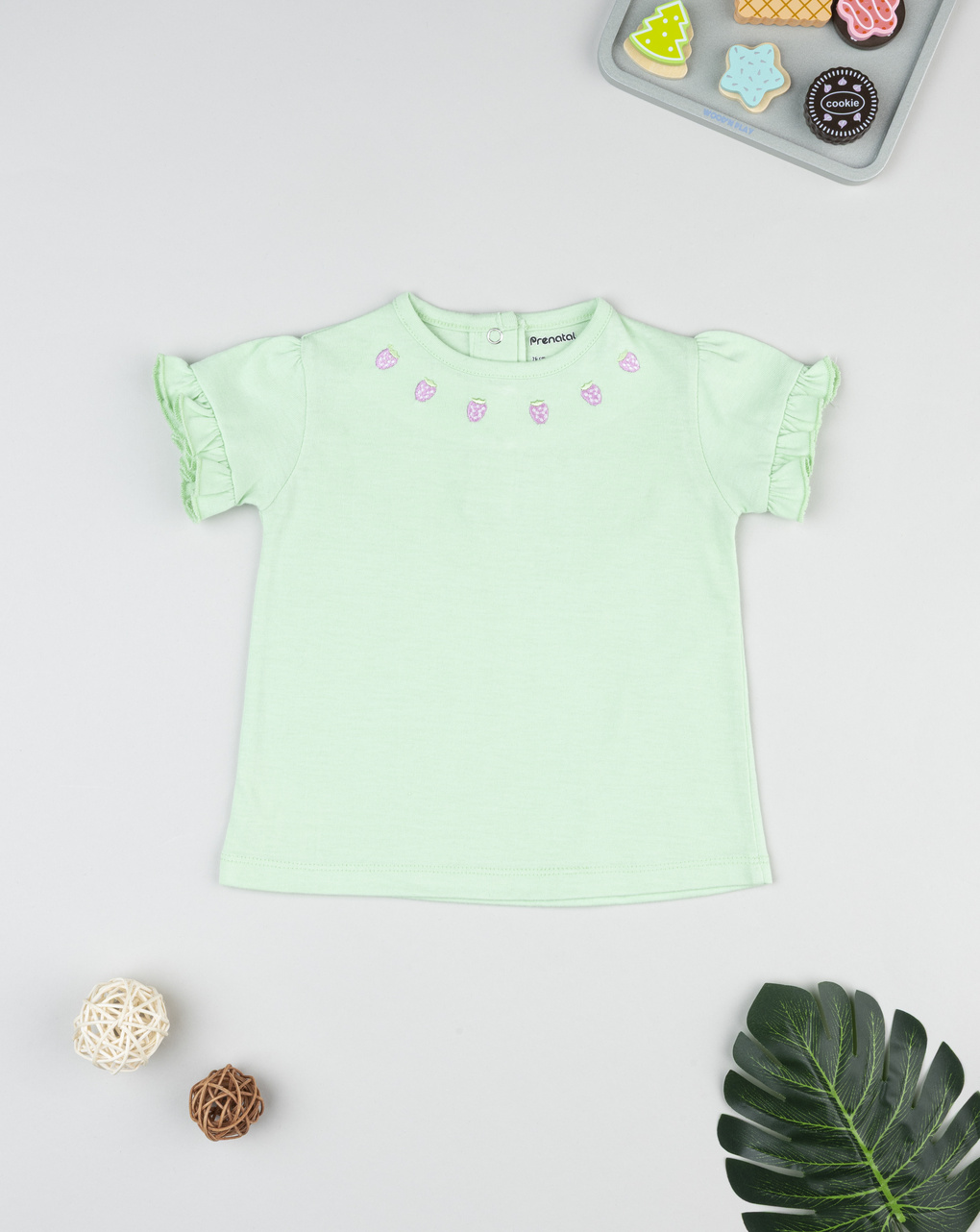 T-shirt bimba verde con ricami