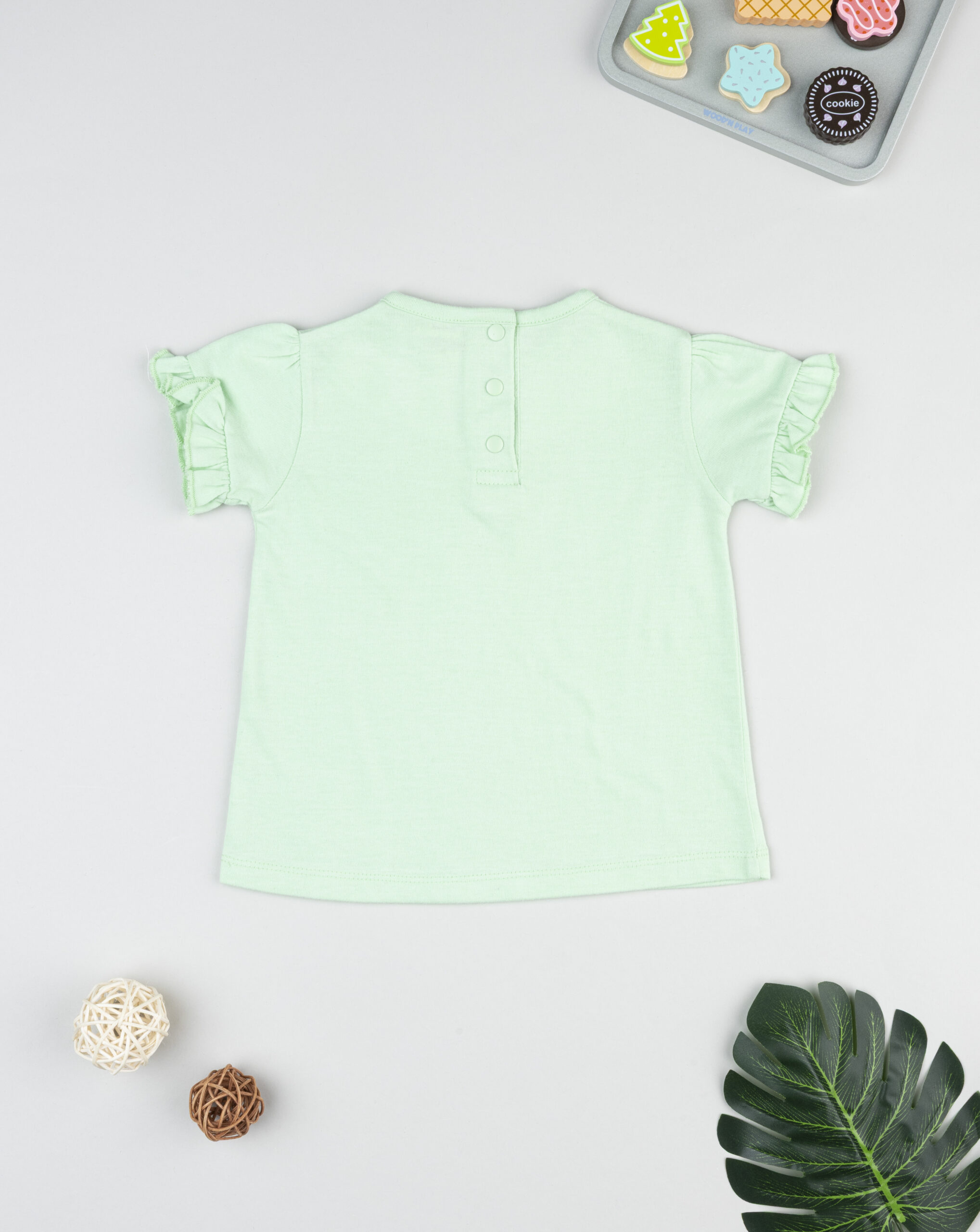 T-shirt bimba verde con ricami