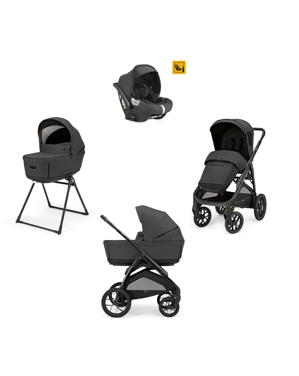 Aptica xt system quattro colore magnet grey con telaio nero e seggiolino auto darwin infant - inglesina