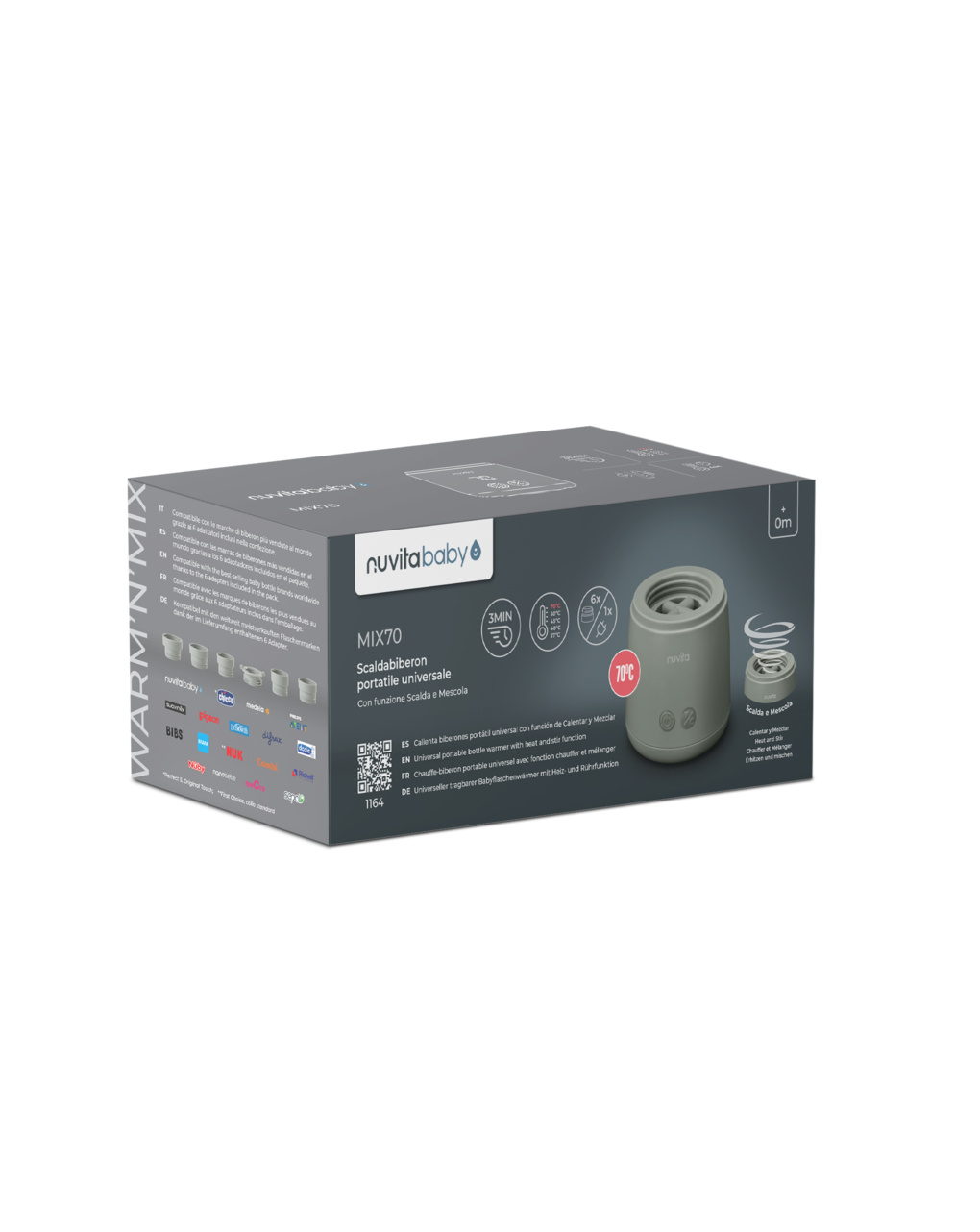 Scaldabiberon portatile mix70 universale con funzione di mescolamento 1164 - nuvita