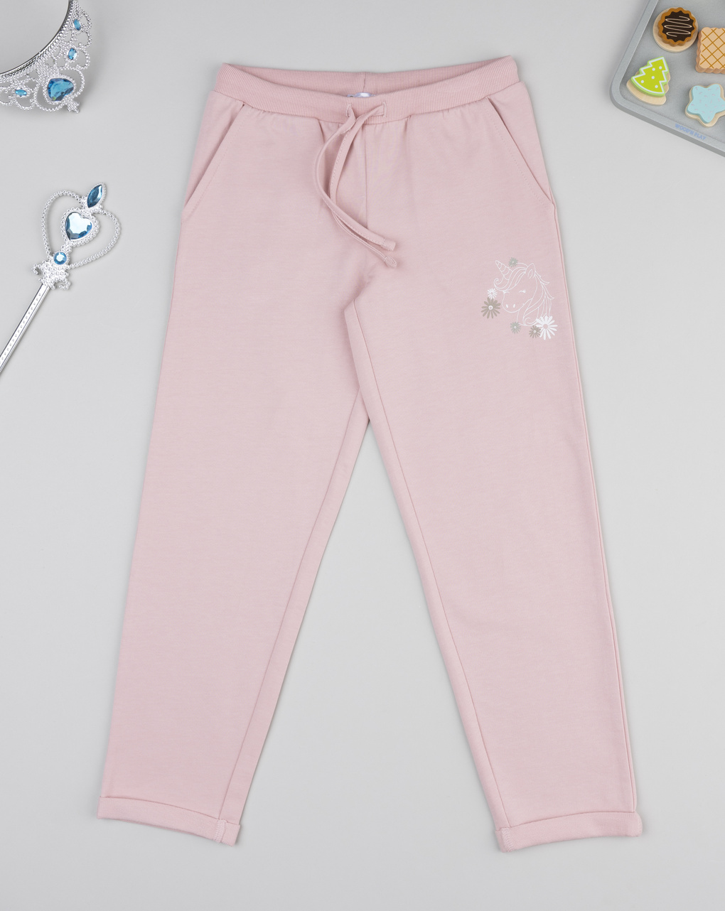 Pantalone felpato bimba rosa unicorno