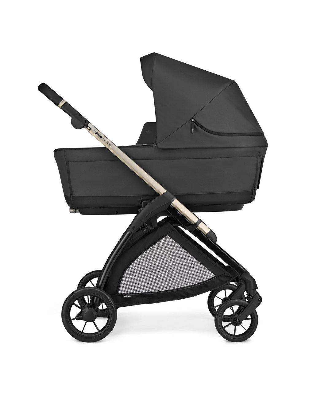 Electa system quattro colore upper black con telaio iridio black e seggiolino darwin infant recline - inglesina