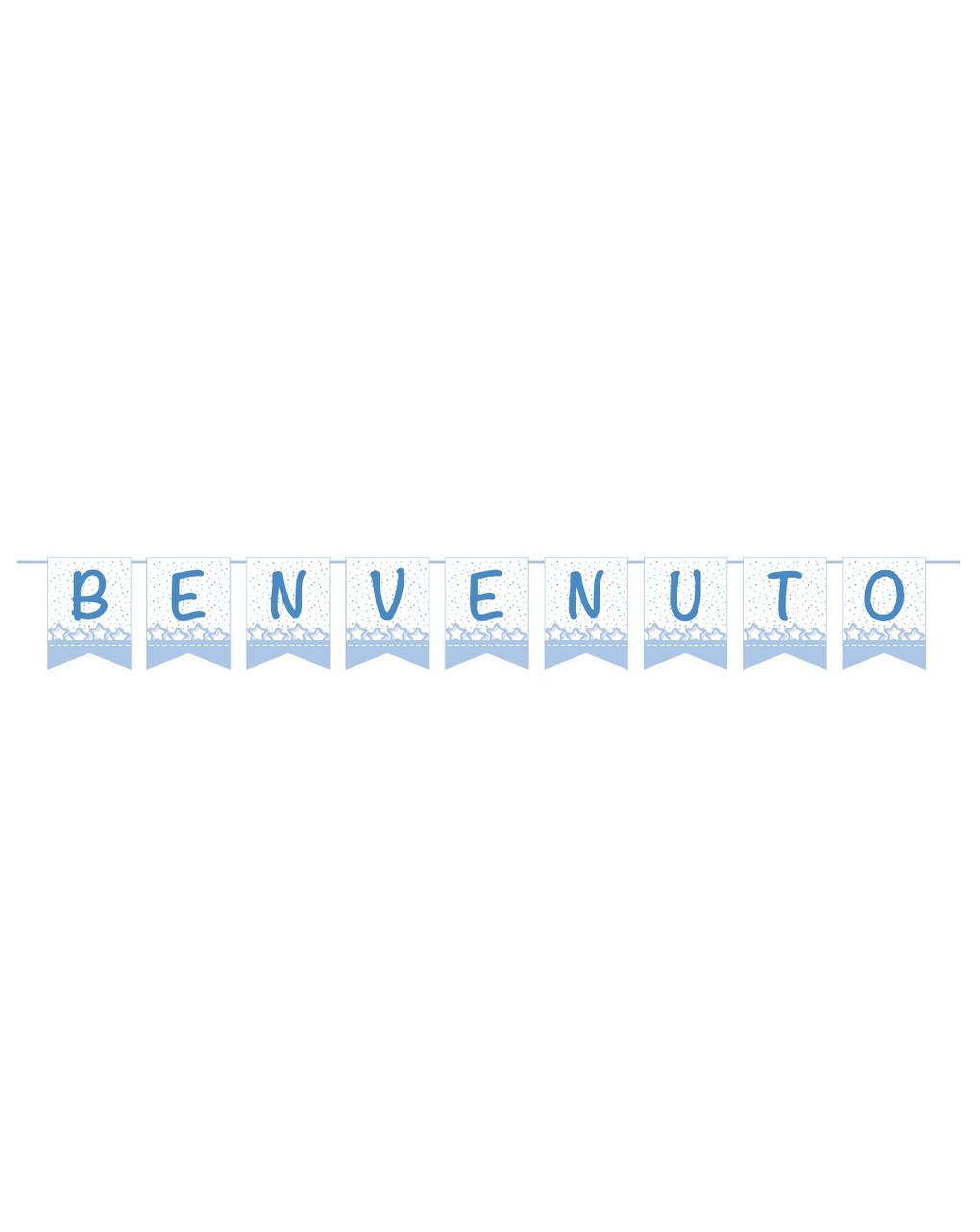 Festone 33 bandiere carta 15x20 cm - baby azzurro