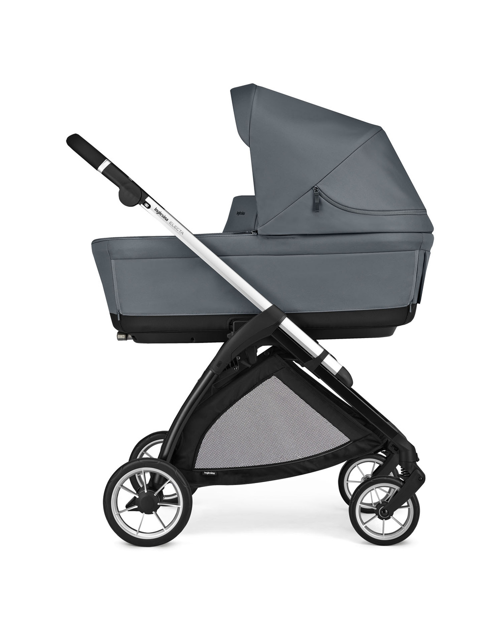 Electa system quattro colore union grey con telaio silver black e seggiolino darwin infant - inglesina